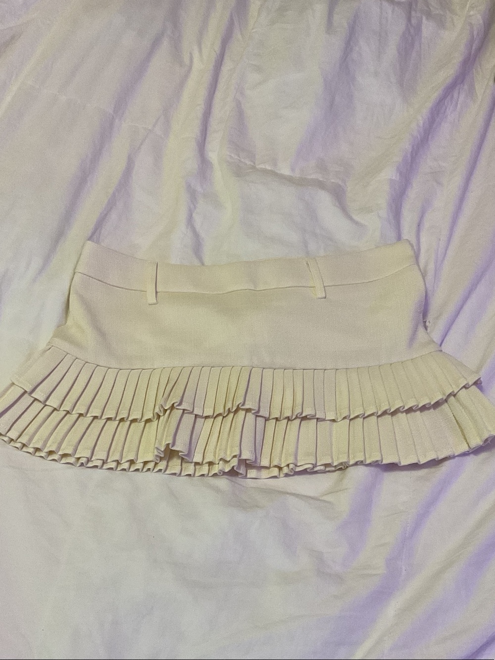 Lioness Cream Pleated Ruffle Mini Skirt